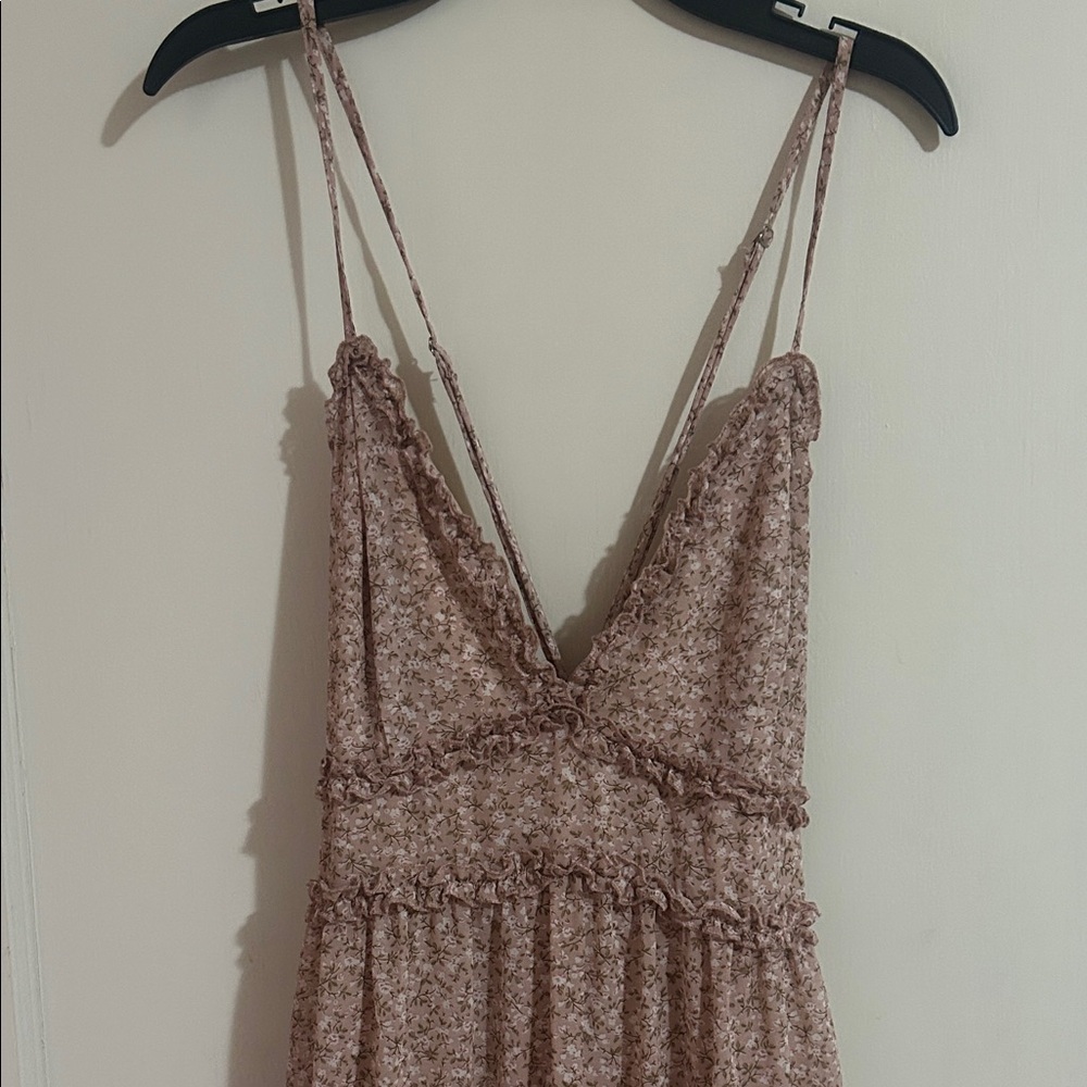 She + Sky Floral Print Maxi Dress in Brown